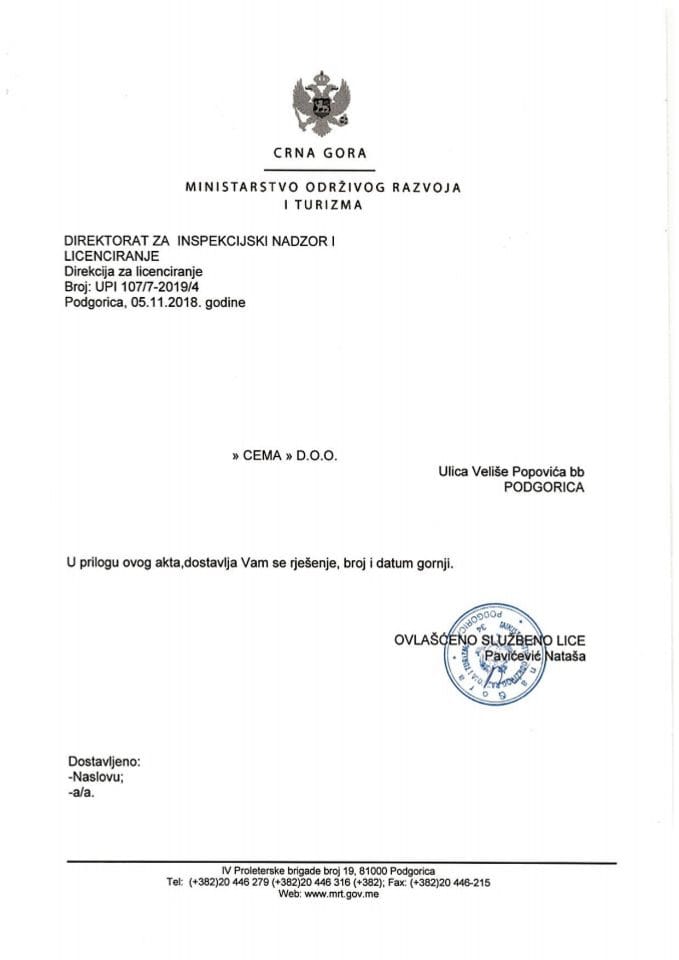 UPI-107-7-2019-4 CEMA DOO