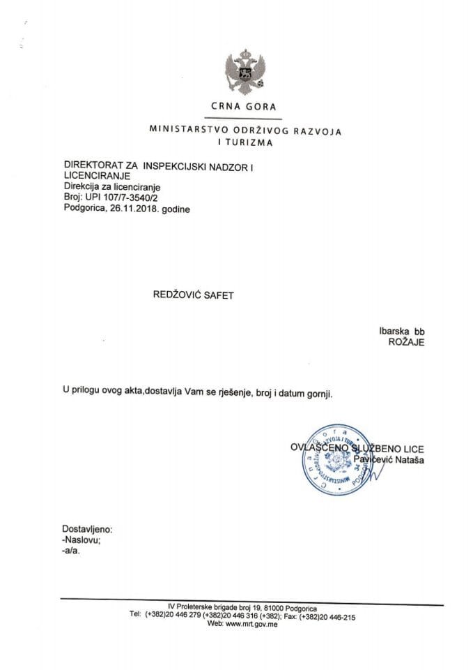 UPI-107-7-3540-2 SAFET REDŽOVIĆ