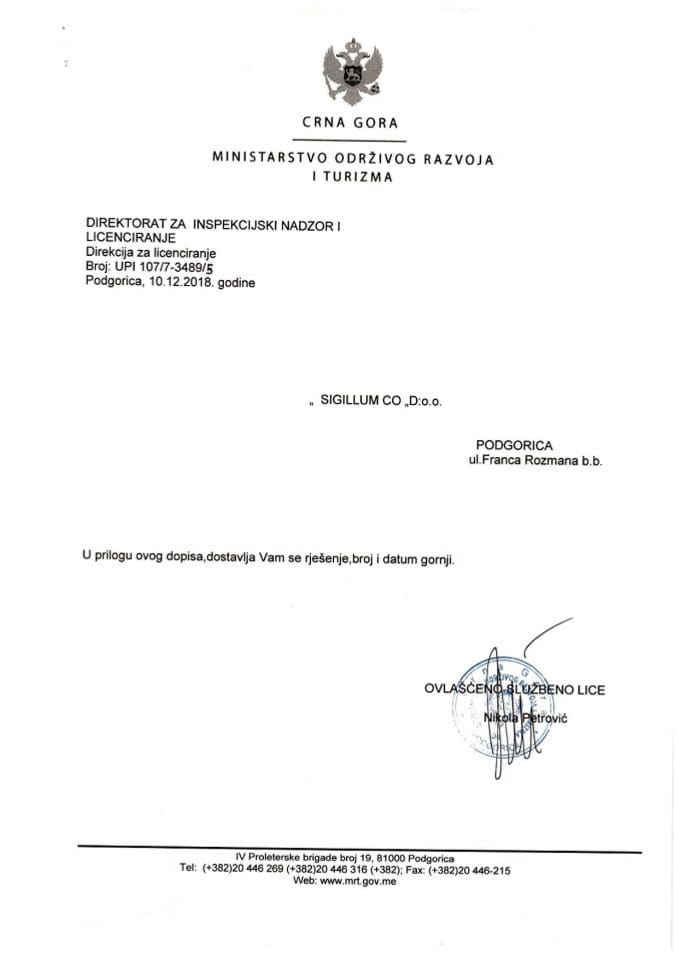 UPI-107-7-3489-5 SIGILLUM CO DOO