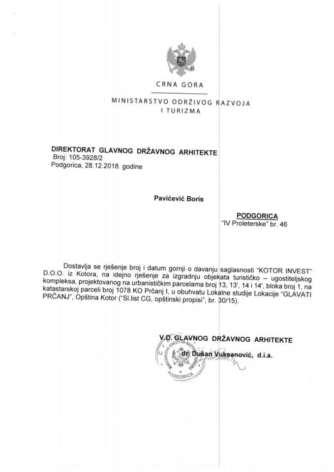 28.12.2018. Rješenje - KOTOR INVEST D.O.O. - Kotor