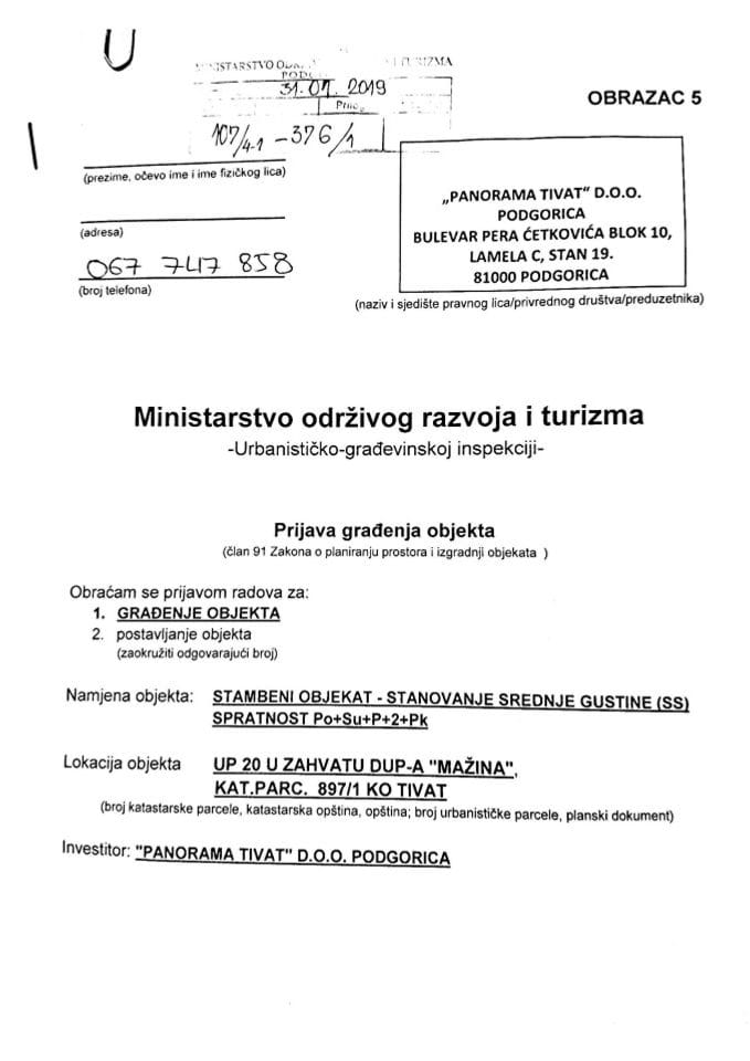 107-4-1-376-1 PANORAMA TIVAT doo Podgorica