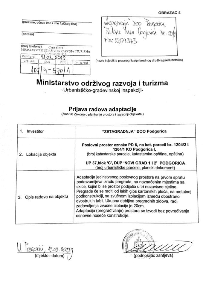 107-4-570-1 ZETAGRADNJA doo Podgorica