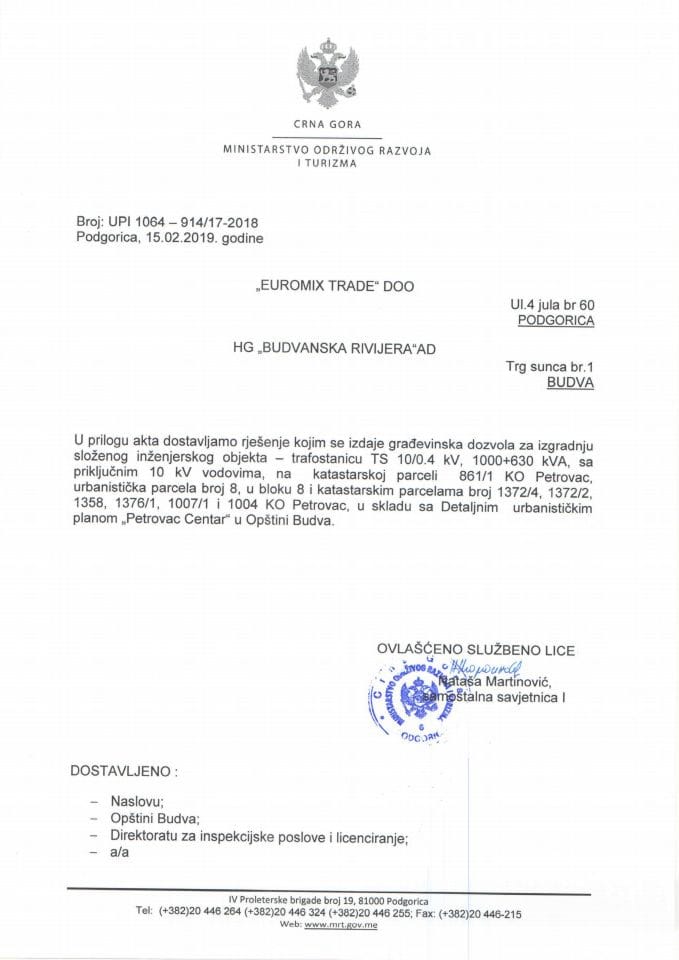 UPI 1064_914_17_2018 Euromix trade i HG Budvanska rivijera ad