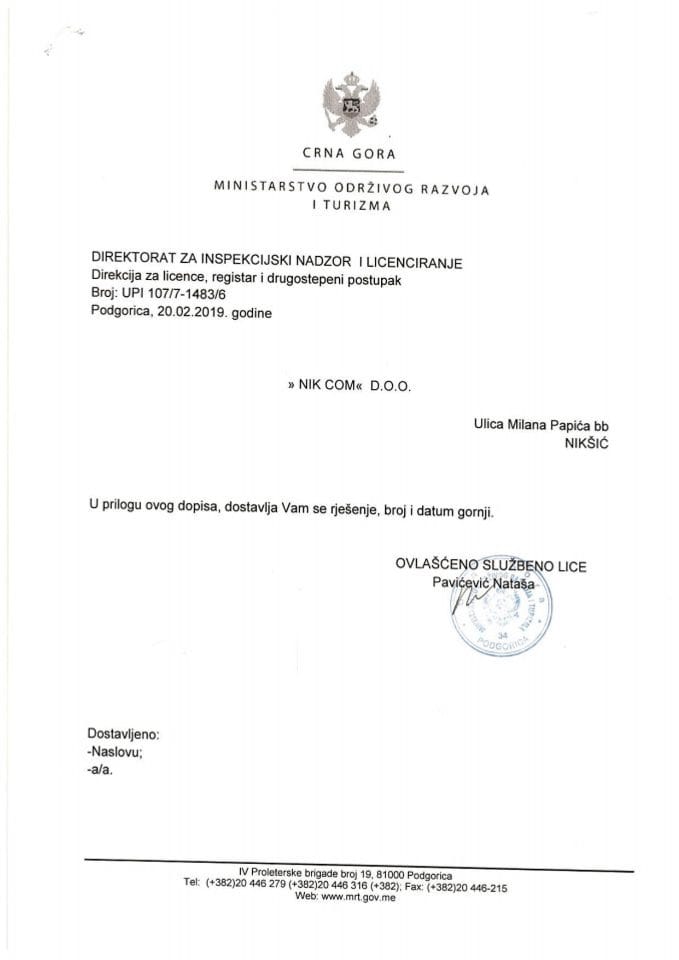 UPI-107-7-1483-6 NIK COM DOO