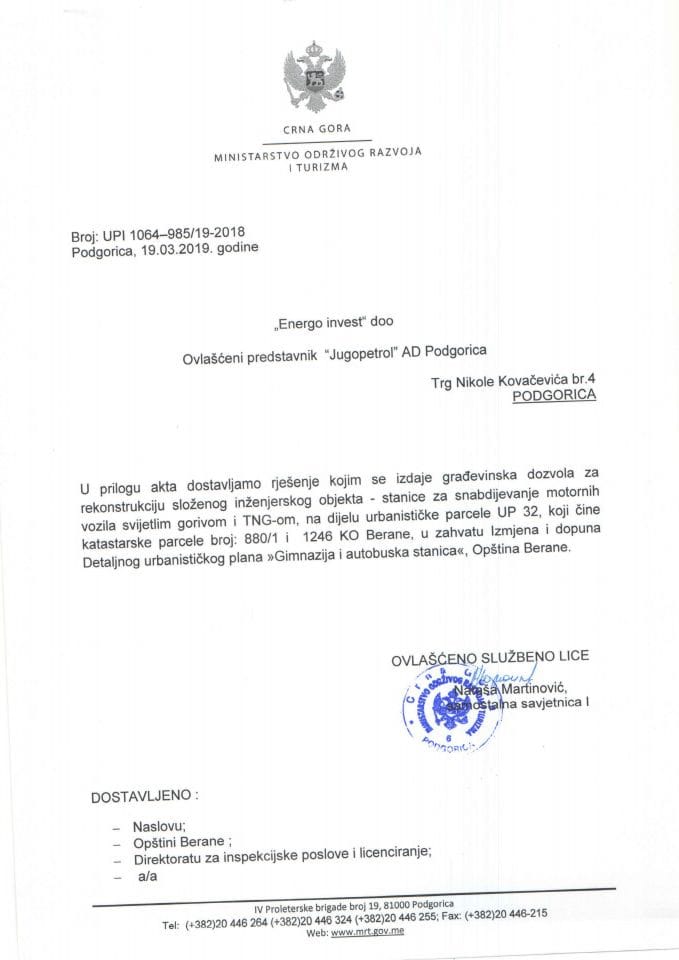 UPI 10_985_19_2018 Energo invest doo Ovlasceni punomocnik Jugopetrol ad Podgorica