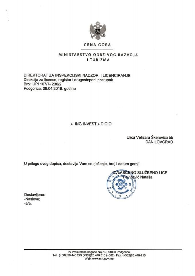 UPI-107-7-230-2 ING INVEST DOO