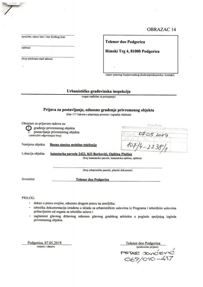 107-4-2238-1 Telenor doo Podgorica