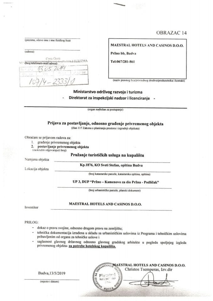 107-4-2333-1 MAESTRAL HOTELS AND CASINOS D.O.O.