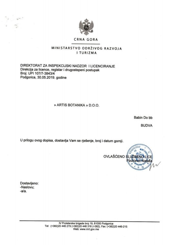 UPI-107-7-3843-4 ARTIS BOTANIKA d.o.o.