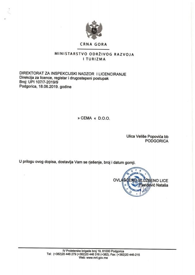 UPI-107-7-2019-9 CEMA DOO