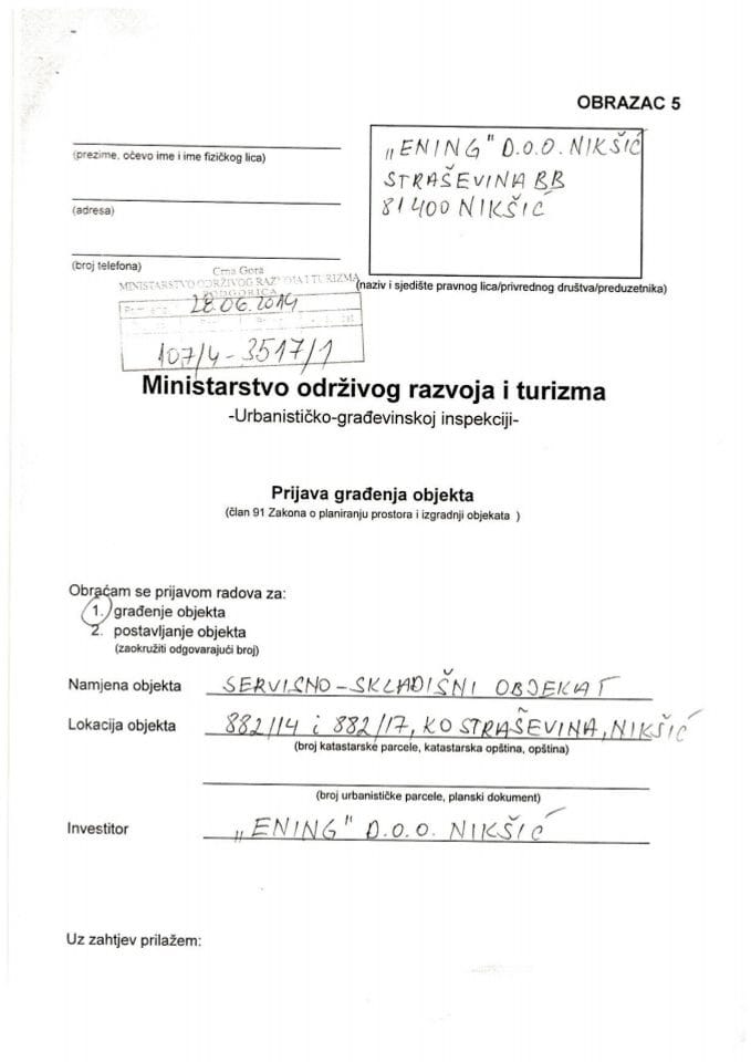 107-4-3517-1 ENING d.o.o. Nikšić