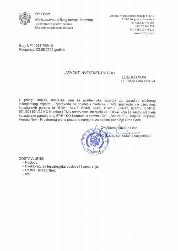 UPI 1063_762_10 Azmont investments doo