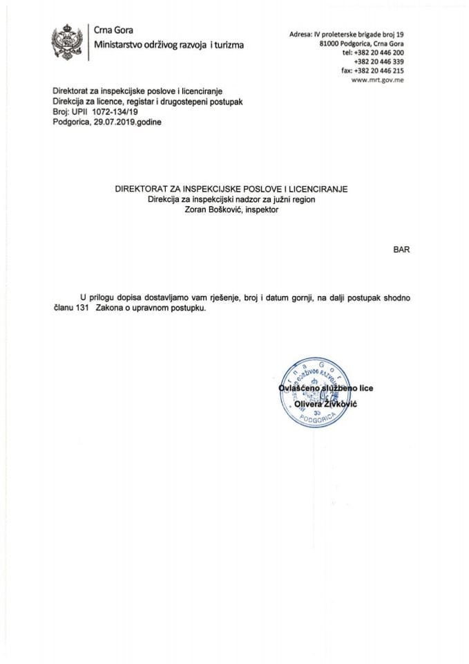 UPII-1072-134-19 Casino Avala DOO Budva