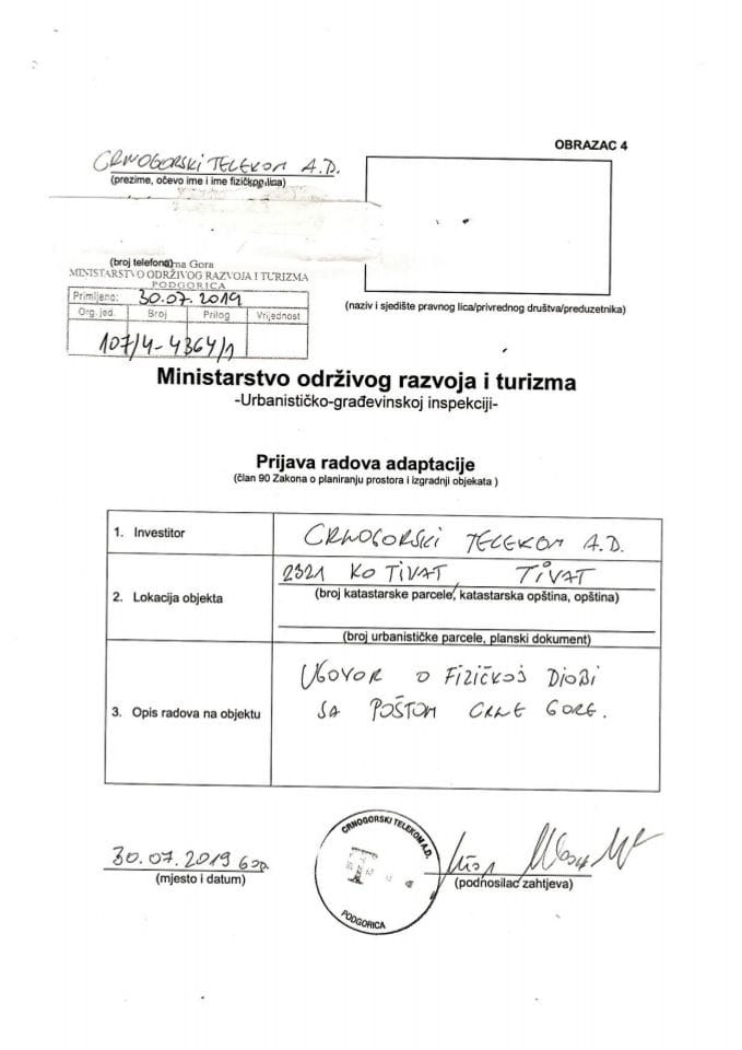 107-4-4364-1 Crnogorski Telekom AD