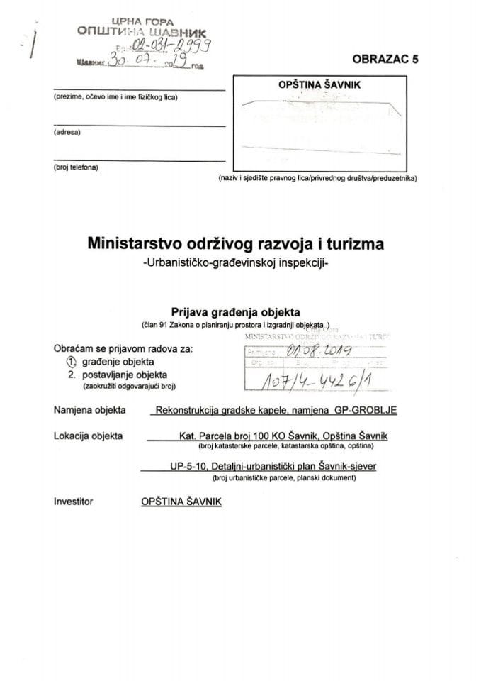 107-4-4426-1 Opština Šavnik