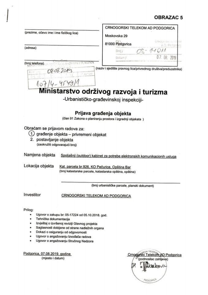 107-4-4549-1 CRNOGORSKI TELEKOM AD PODGORICA