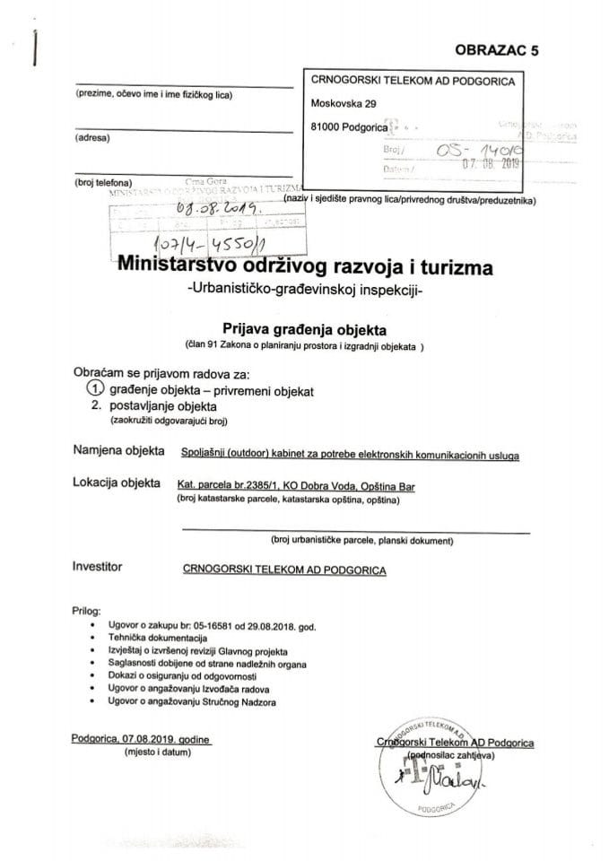 107-4-4550-1 CRNOGORSKI TELEKOM AD PODGORICA