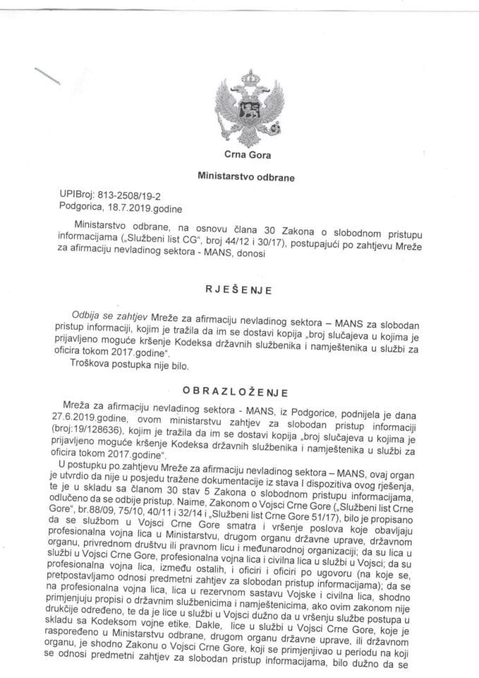 Rješenje UPIbroj:813-2508/19-2