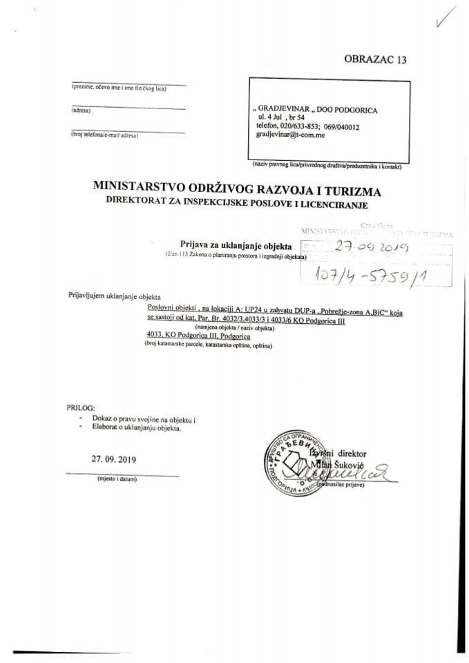 107-4-5759-1 GRAĐEVINAR DOO Podgorica