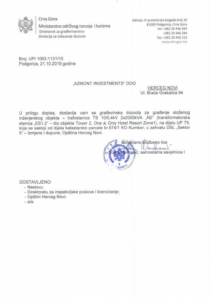 UPI 1063_1131_10 Azmont investments doo