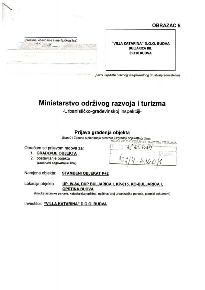 107-4-6360-1 VILLA KATARINA d.o.o. Budva