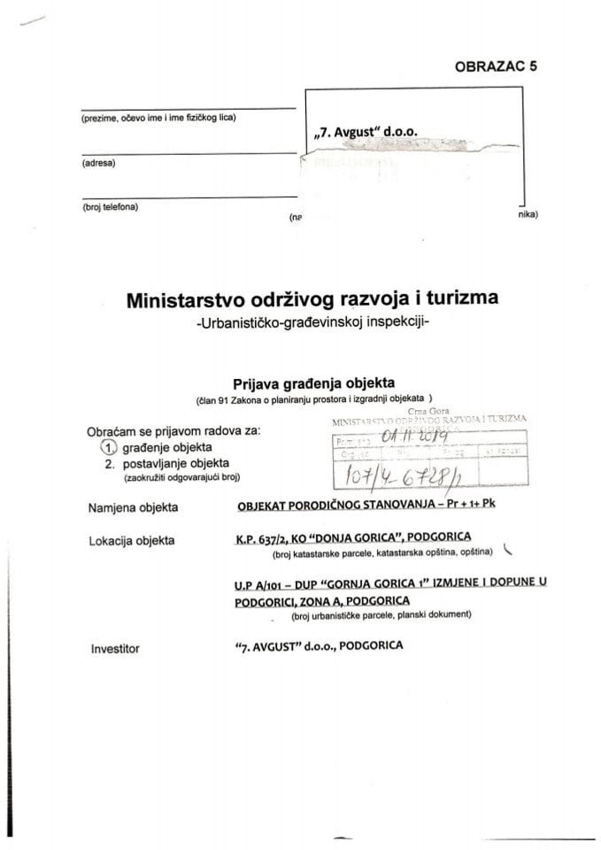 107-4-6728-1 7.AVGUST d.o.o. Podgorica