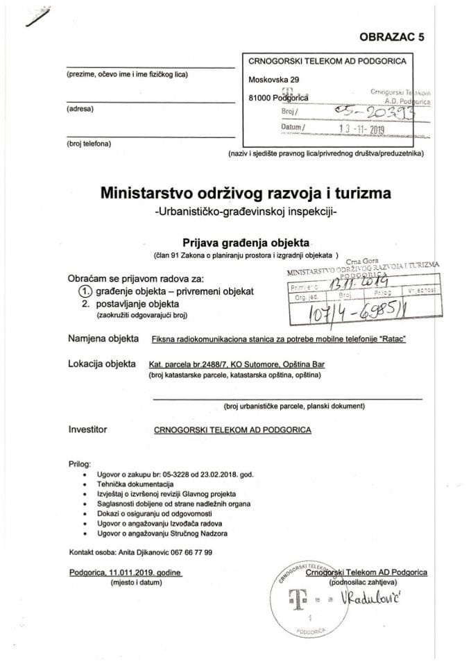 107-4-6985-1 CRNOGORSKI TELEKOM AD Podgorica