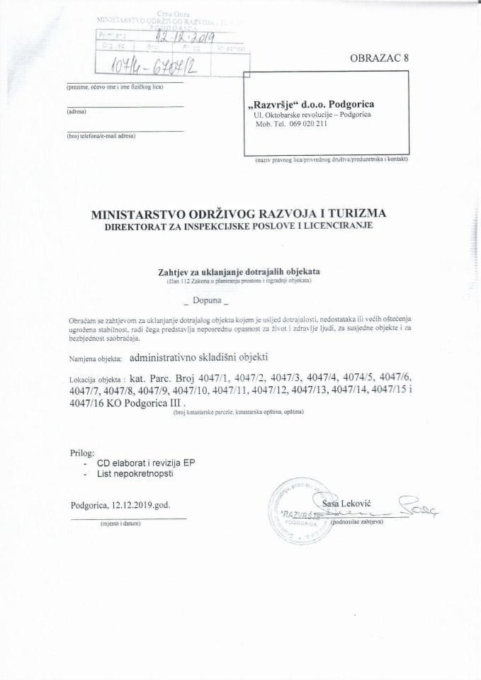 107-4-6707-2 RAZVRŠJE doo PODGORICA