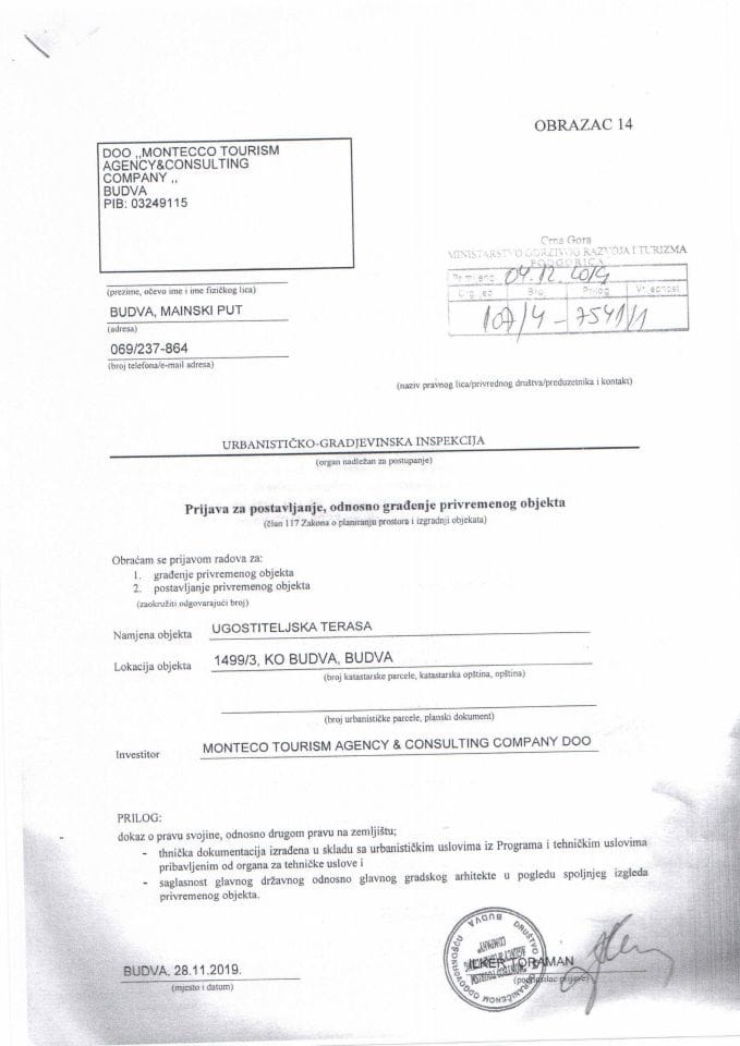 107-4-7541-1 MONTECO TOURISM AGENCY & CONSULTING COMPANY DOO