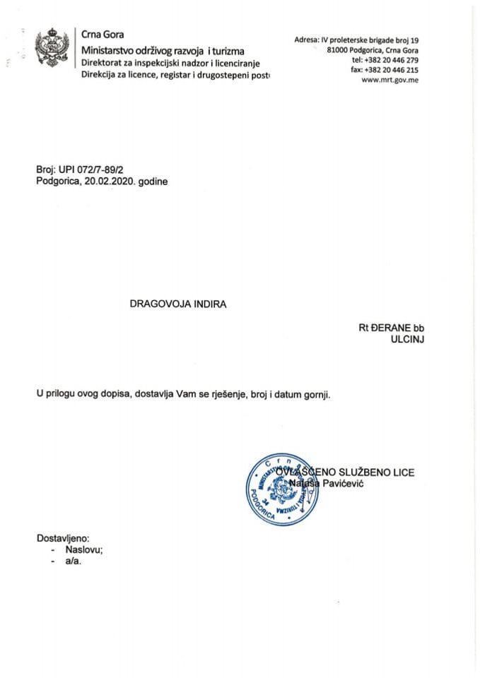 UPI-072-7-89-2 INDIRA DRAGOVOJA