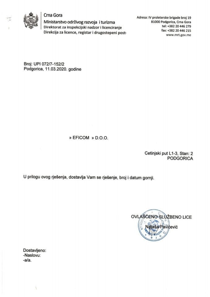 UPI-072-7-152-2 EFICOM DOO