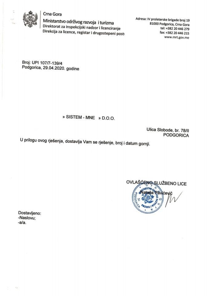 UPI-107-7-139-4 SISTEM -MNE DOO