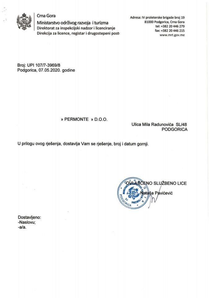 UPI-107-7-3969-8 PERMONTE DOO