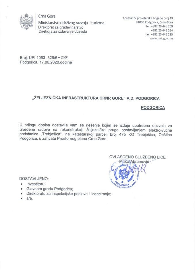 UPI 1063_326_6 Zeljeznicka infrastruktura Crne Gore A.D. Podgor