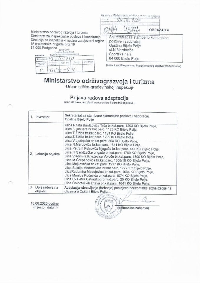 071-4-4387-1 SEKRETARIJAT ZA STAMBENO KOMUNALNE POSLOVE I SAOBRAĆAJ,OPŠTINA BIJELO POLJE