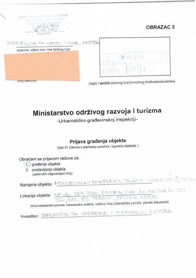 071-4-6442-1 DIREKCIJA ZA UREĐENJE I IZGRADNJU KOTORA
