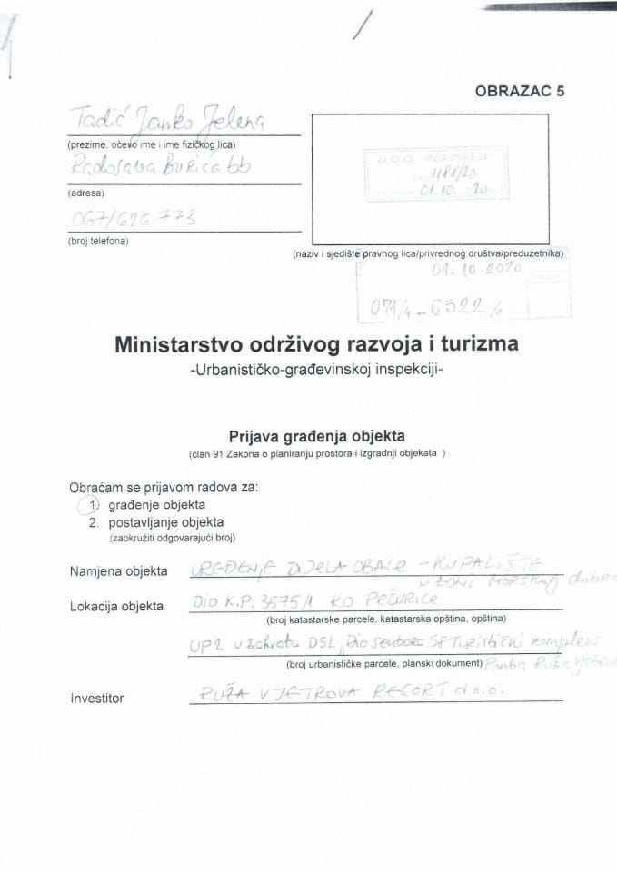 071-4-6522-1 RUŽA VJETROVA RESORT DOO