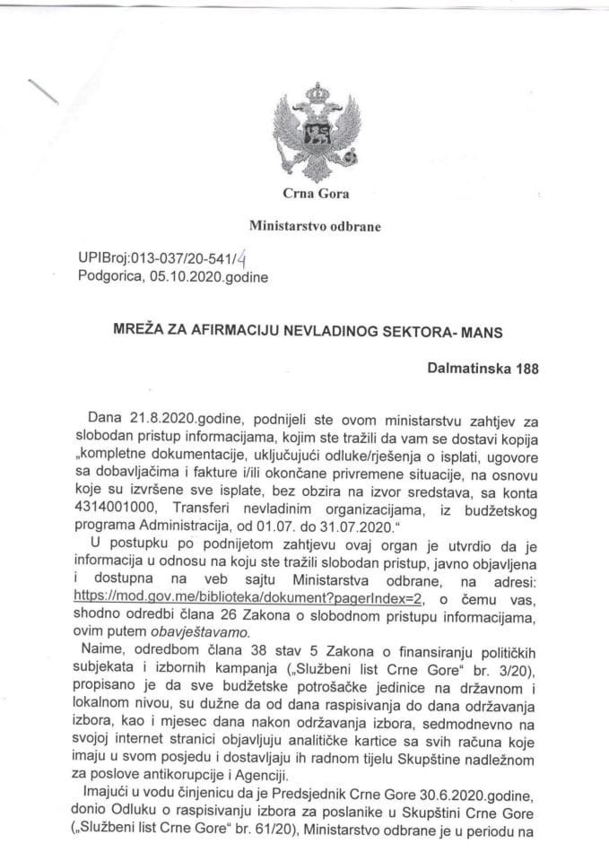 Obavještenje UPIbr.13-037/20-541/4