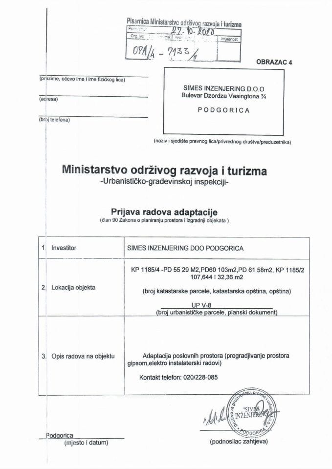 071-4-7133-1 SIMES INZENJERING DOO PODGORICA