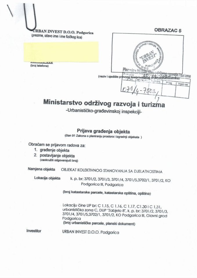 071-4-7503-1 URBAN INVEST DOO