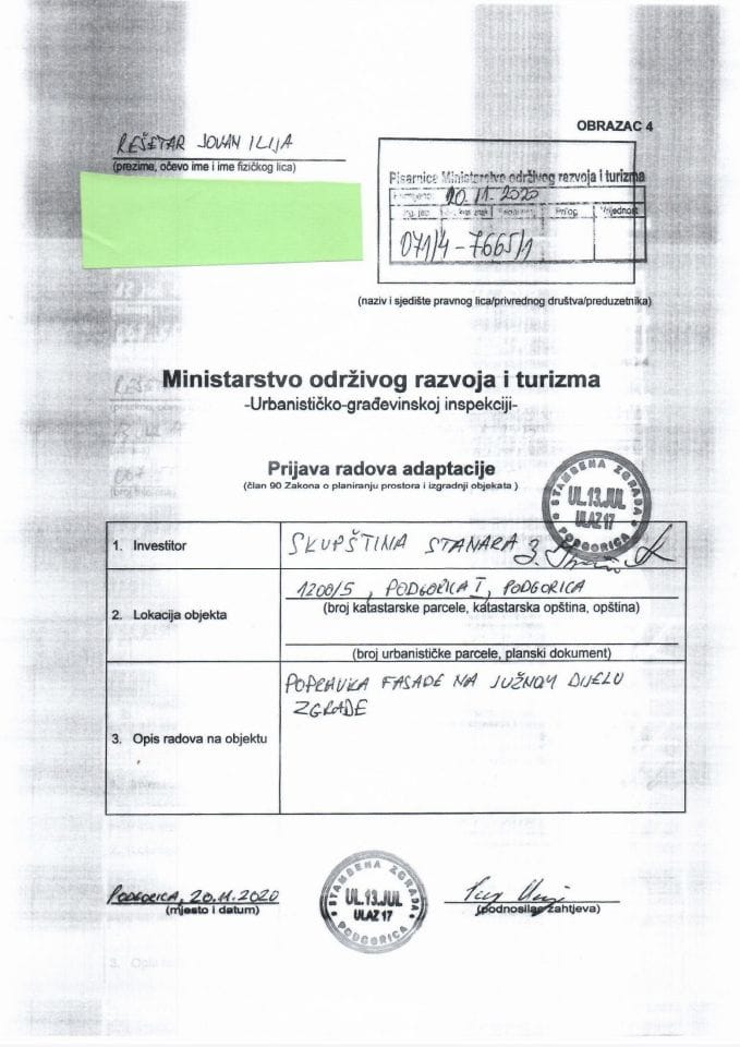 071-4-7665-1 SKUPŠTINA STANARA UL.13.JUL, ULAZ 17