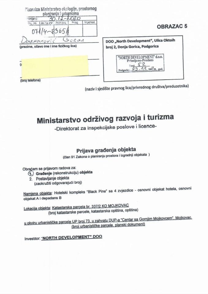 071-4-8365-1 NORTH DEVELOPMENT DOO