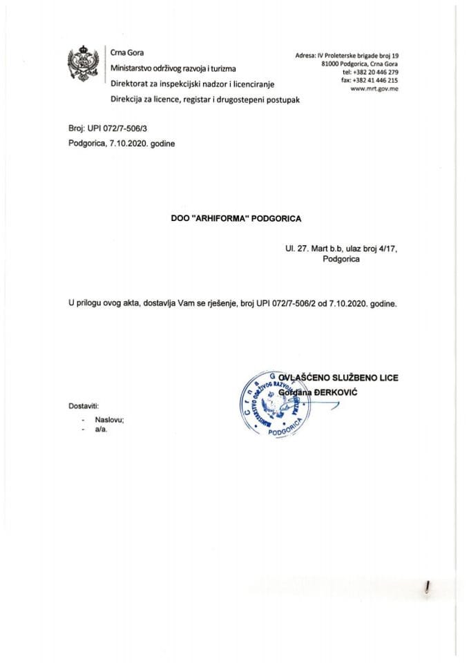 UPI-072-7-506-3 DOO ARHIFORMA