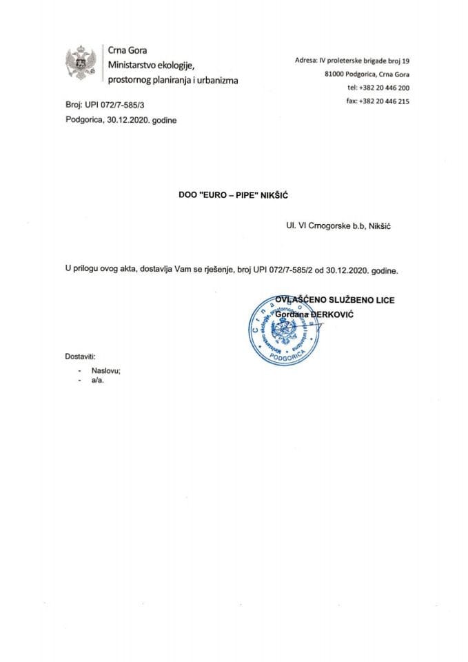 UPI-072-7-585-3 DOO EURO - PIPE