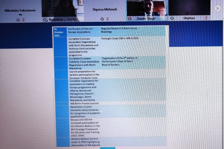 Sastanak Upravljačke platforme za obrazovanje i kulturu za zemlje Zapadnog Balkana