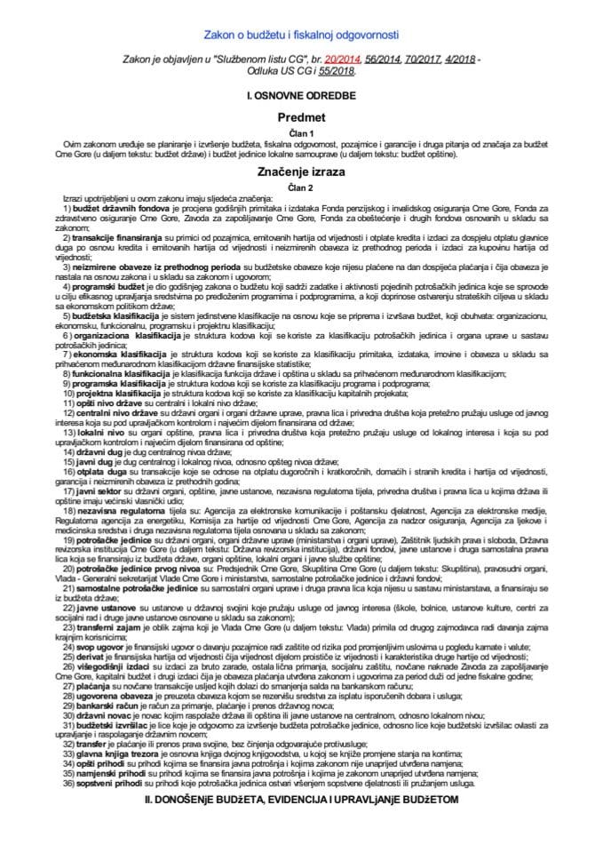 Zakon o budžetu i fiskalnoj odgovornosti