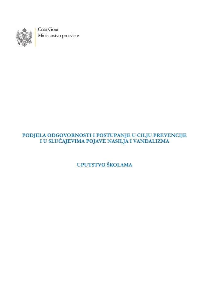 Uputstvo školama Podjela Odgovornosti I Postupanje U Cilju Prevencije I ...