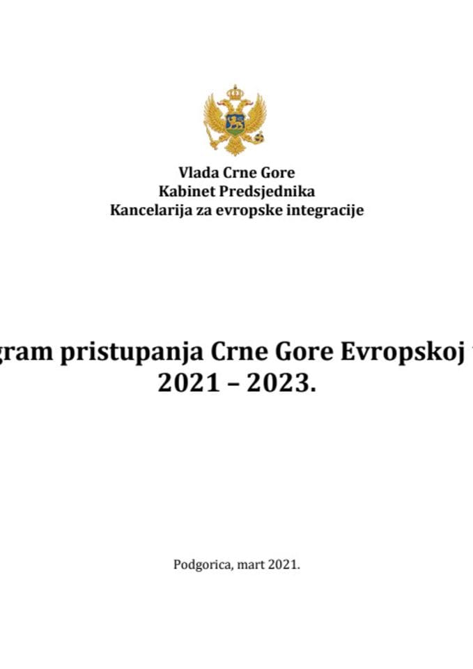 Предлог програма приступања Црне Горе Европској унији 2021 - 2023