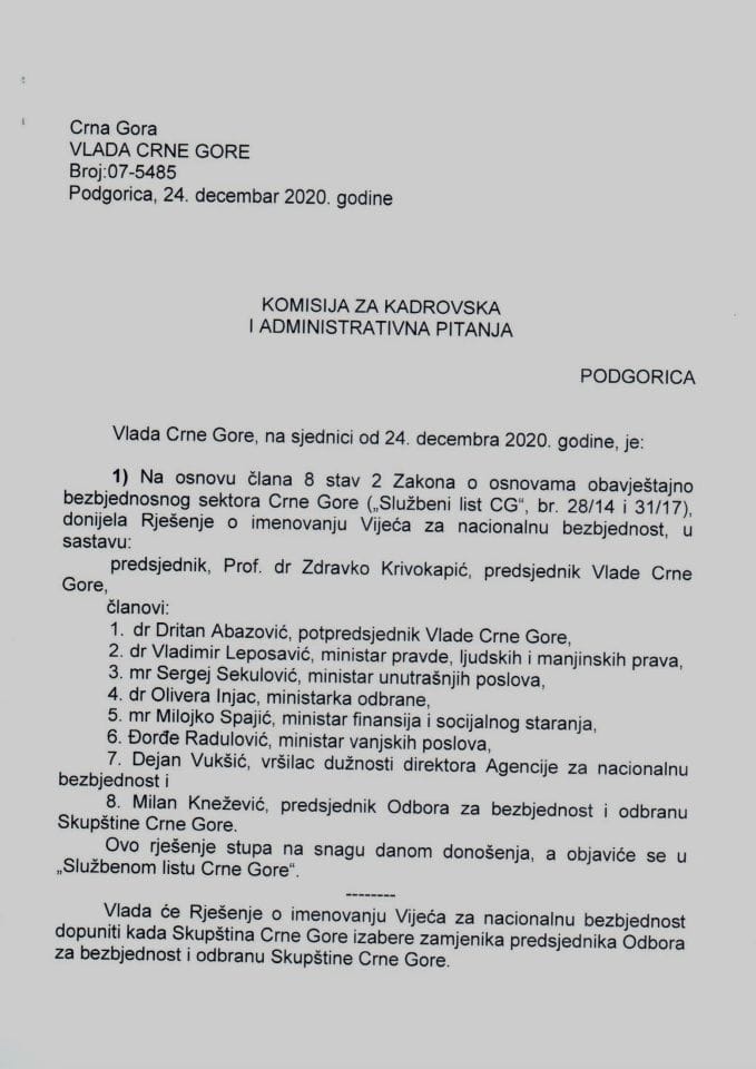 Kadrovska pitanja sa 4. sjednice Vlade Crne Gore - zaključci
