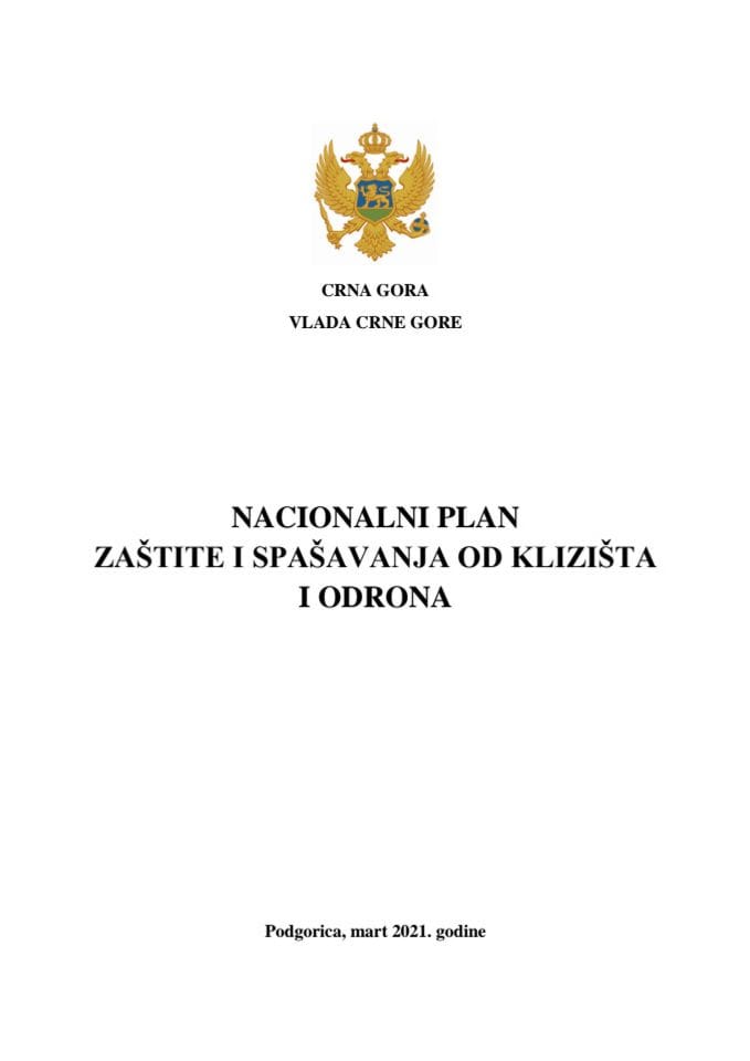 Predlog nacionalnog plana zaštite i spašavanja od klizišta i odrona